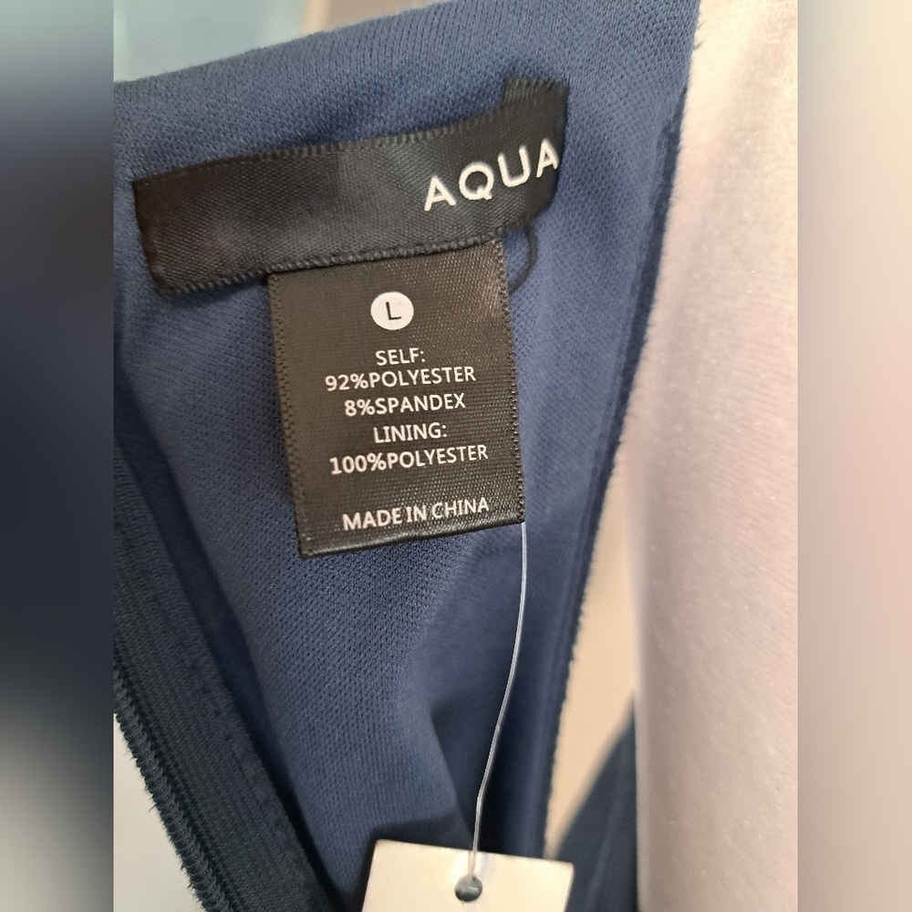 Aqua Navy Sleeveless Halter Neck Mini Bodycon Faux Suede Dress Size Large - Picture 5 of 8
